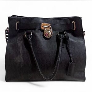 MICHAEL Michael Kors Black Tote Bag with Gold Accents